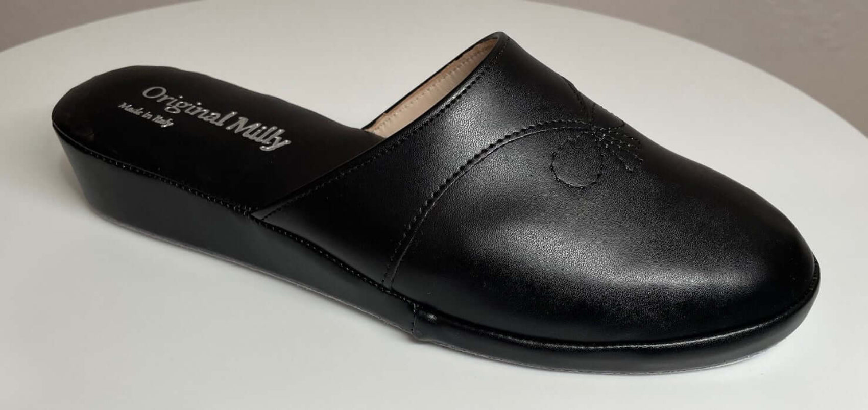 3200 Ecopelle Nero Suola Bufalo Ciabatte da camera Donna Original Milly Made in Italy