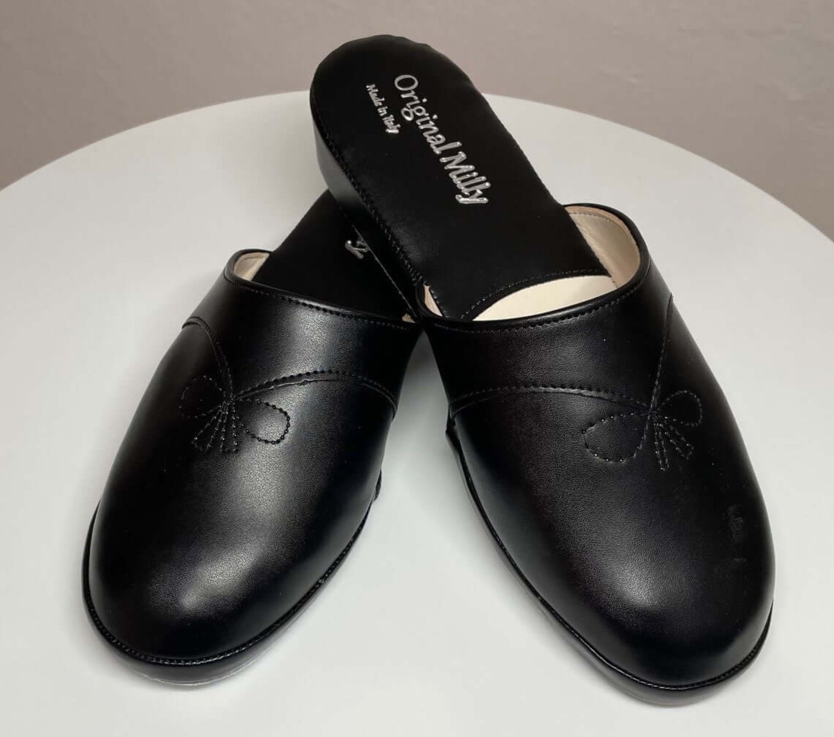 3200 Ecopelle Nero Suola Bufalo Ciabatte da camera Donna Original Milly Made in Italy