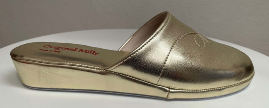 3200 Ecopelle Oro Suola Bufalo Ciabatte da camera Donna Original Milly Made in Italy