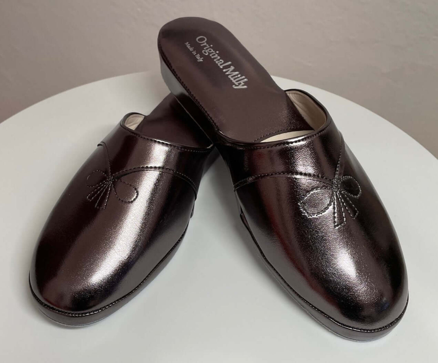 3200 Ecopelle Piombo Suola Bufalo Ciabatte da camera Donna Original Milly Made in Italy