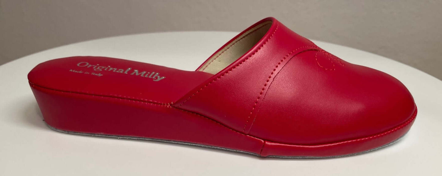 3200 Ecopelle Rosso Suola Bufalo Ciabatte da camera Donna Original Milly Made in Italy