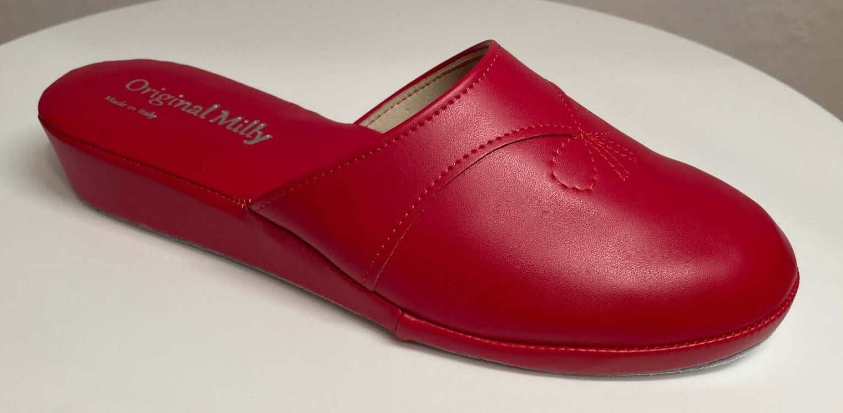 3200 Ecopelle Rosso Suola Bufalo Ciabatte da camera Donna Original Milly Made in Italy