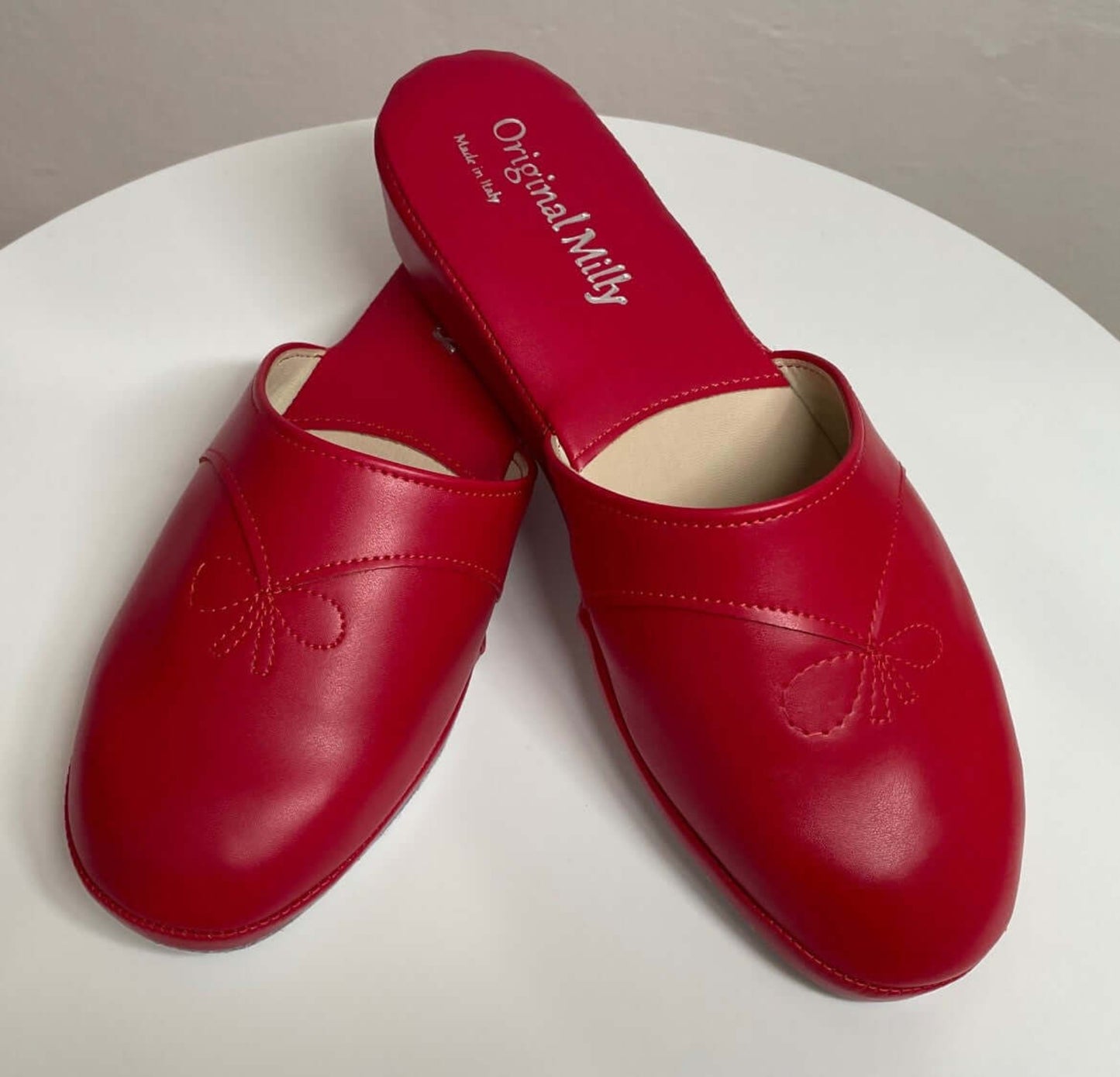 3200 Ecopelle Rosso Suola Bufalo Ciabatte da camera Donna Original Milly Made in Italy