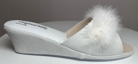 Original Milly 0029 Camoscio Bianco (PelleTop) Ciabatta da camera Donna