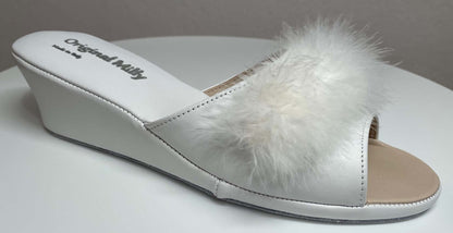 Original Milly 0102 Nappa Bianco (PelleTop) Ciabatta da camera Donna