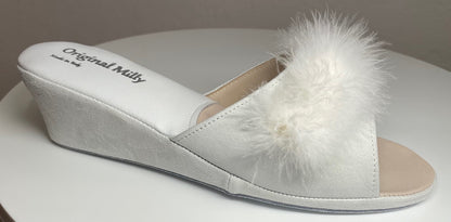 Original Milly 0029 Camoscio Bianco (PelleTop) Ciabatta da camera Donna
