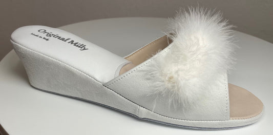 Original Milly 0029 Camoscio Bianco (PelleTop) Ciabatta da camera Donna