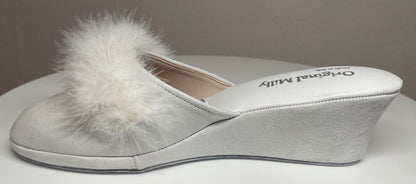 Original Milly 0030 Camoscio Bianco (PelleTop) Ciabatta da camera Donna