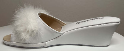 Original Milly 0102 Nappa Bianco (PelleTop) Ciabatta da camera Donna