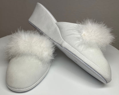 Original Milly 0030 Camoscio Bianco (PelleTop) Ciabatta da camera Donna