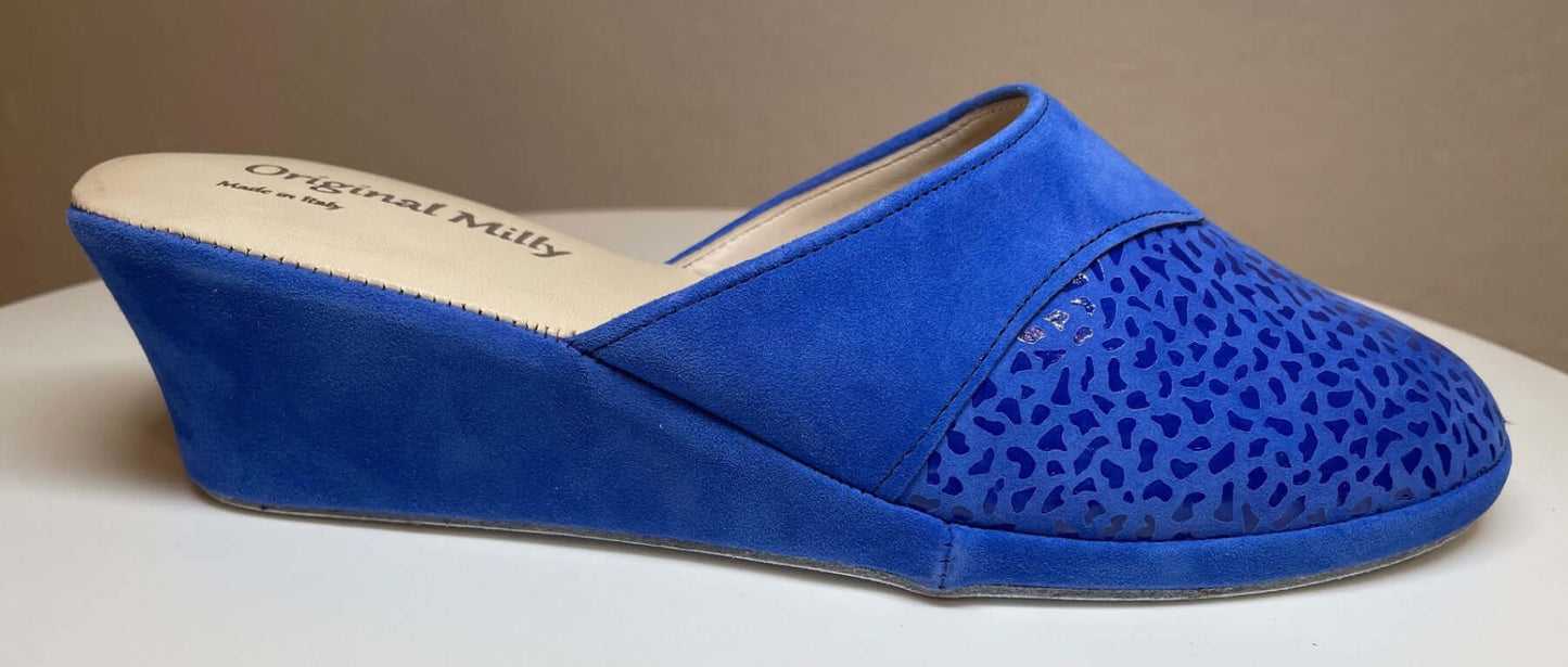 3500 Camoscio Blu suola Bufalo Ciabatte da camera Donna Original Milly Made in Italy