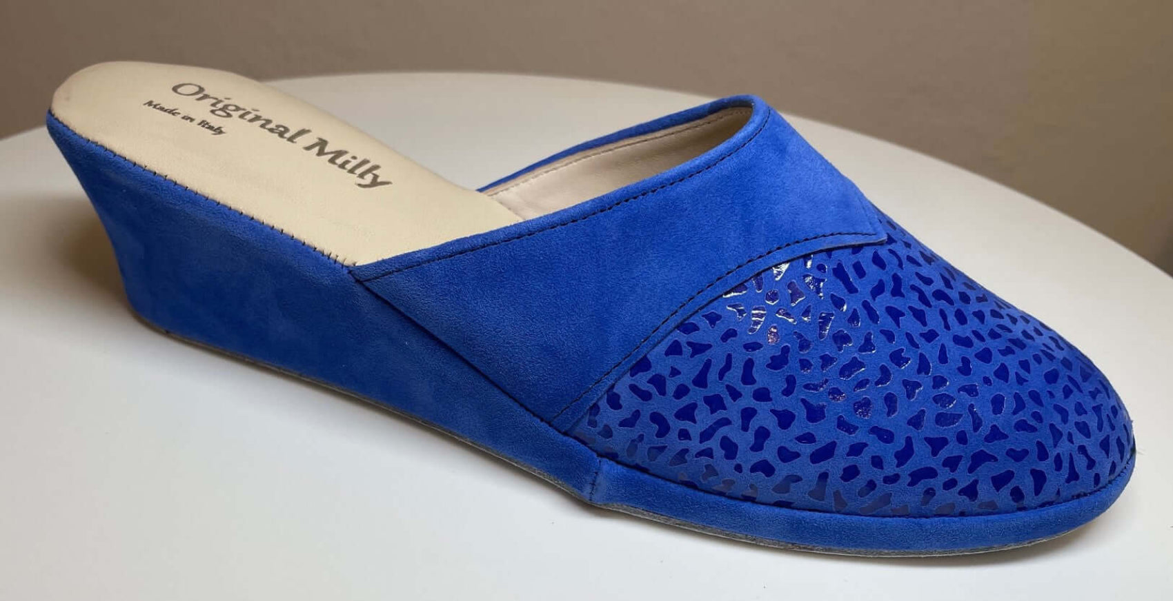 3500 Camoscio Blu suola Bufalo Ciabatte da camera Donna Original Milly Made in Italy