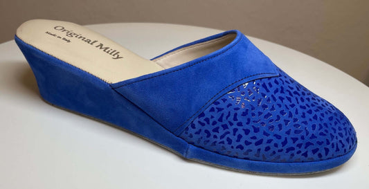 3500 Camoscio Blu suola Bufalo Ciabatte da camera Donna Original Milly Made in Italy