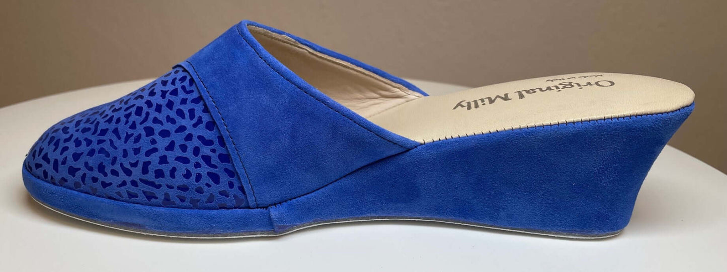 3500 Camoscio Blu suola Bufalo Ciabatte da camera Donna Original Milly Made in Italy