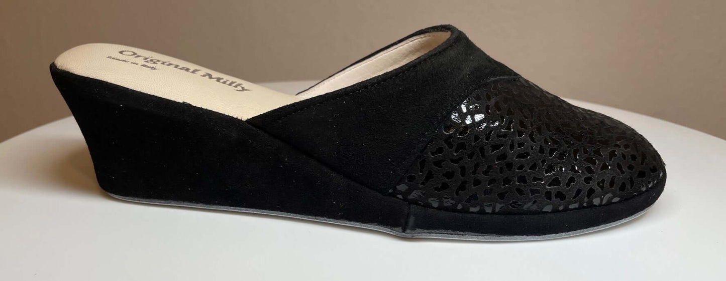 3500 Camoscio Nero suola Bufalo Ciabatte da camera Donna Original Milly Made in Italy