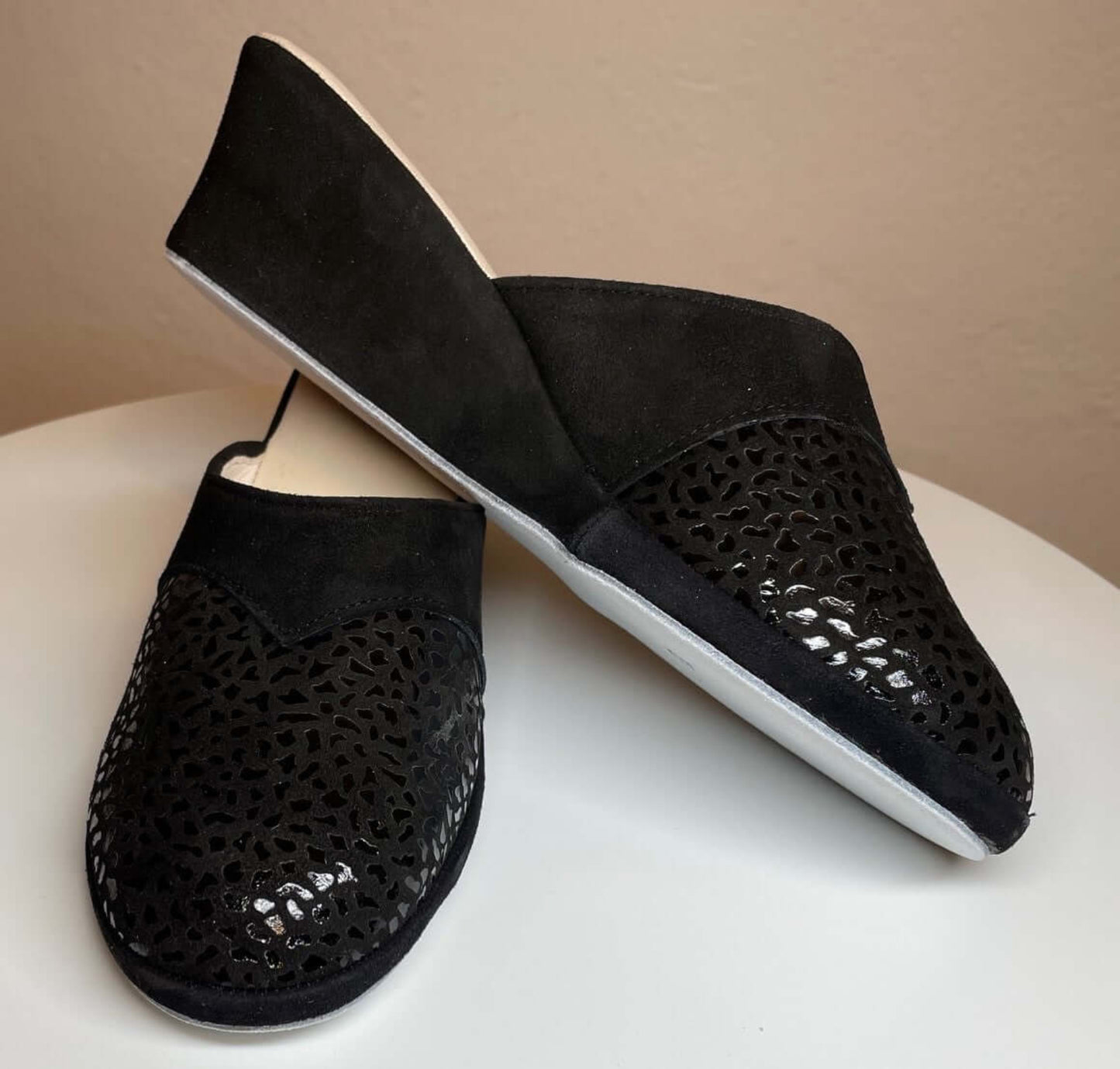 3500 Camoscio Nero suola Bufalo Ciabatte da camera Donna Original Milly Made in Italy