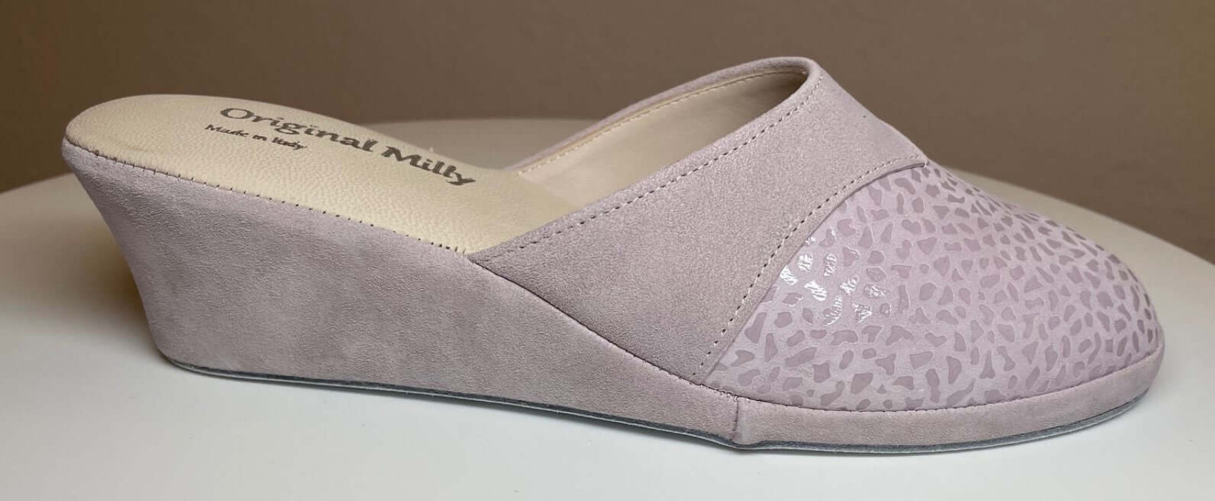 3500 Camoscio Peonia suola Bufalo Ciabatte da camera Donna Original Milly Made in Italy