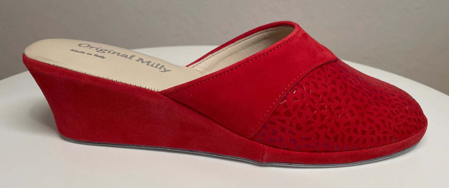 3500 Camoscio Rosso suola Bufalo Ciabatte da camera Donna Original Milly Made in Italy