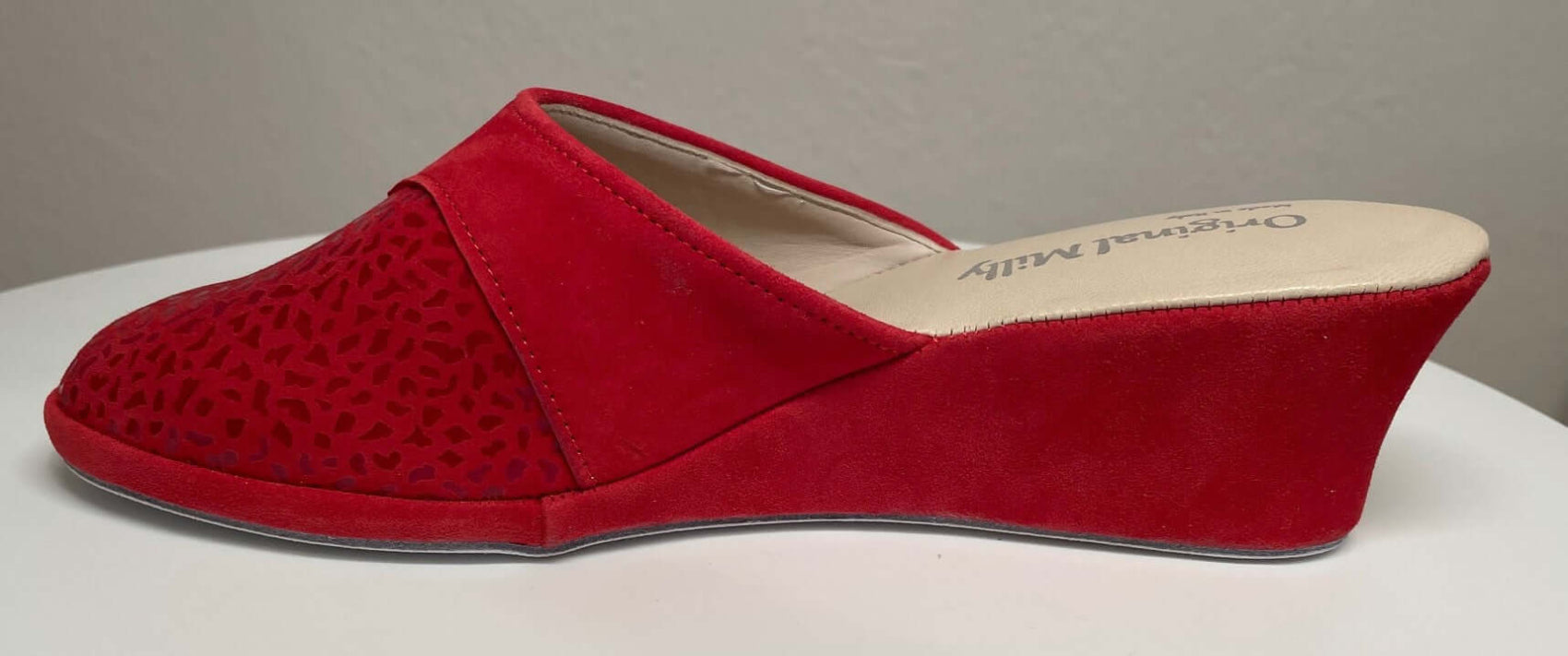 3500 Camoscio Rosso suola Bufalo Ciabatte da camera Donna Original Milly Made in Italy