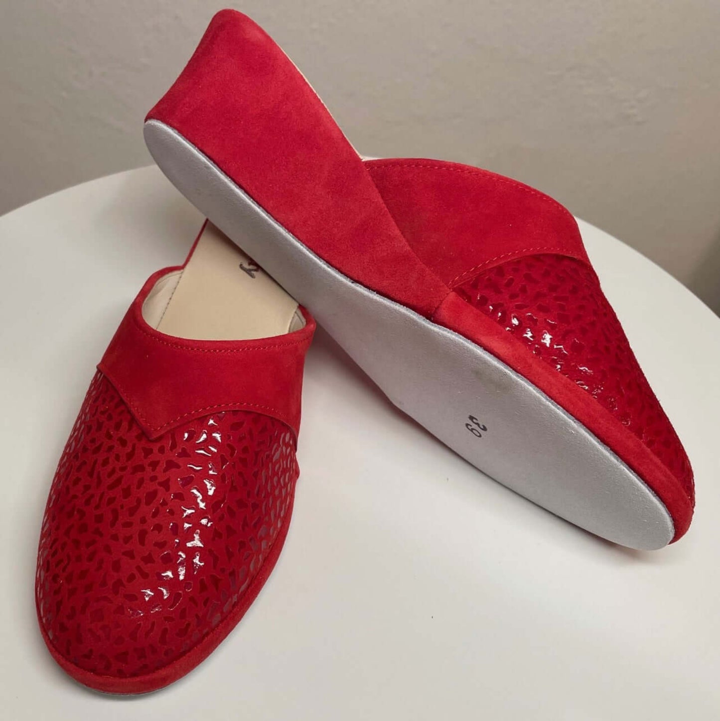 3500 Camoscio Rosso suola Bufalo Ciabatte da camera Donna Original Milly Made in Italy