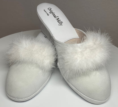 Original Milly 0030 Camoscio Bianco (PelleTop) Ciabatta da camera Donna