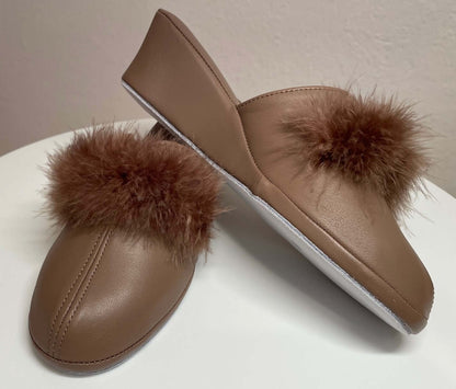 Original Milly 0300 Nappa Taupe (PelleTop) Ciabatta da camera Donna