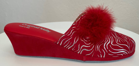 Original Milly 0300 Zebrato Rosso (PelleTop) Ciabatta da camera Donna