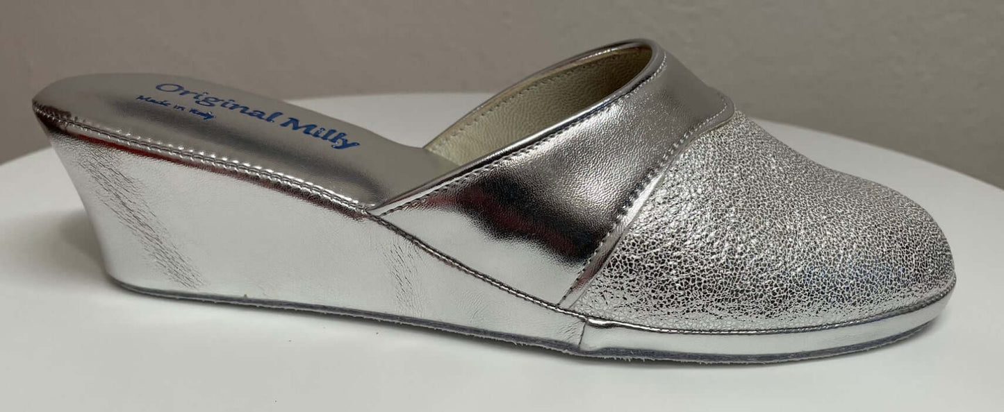 4000 Ecopelle Argento Suola Bufalo Ciabatte da camera Donna Original Milly Made in Italy