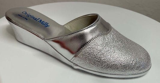 4000 Ecopelle Argento Suola Bufalo Ciabatte da camera Donna Original Milly Made in Italy