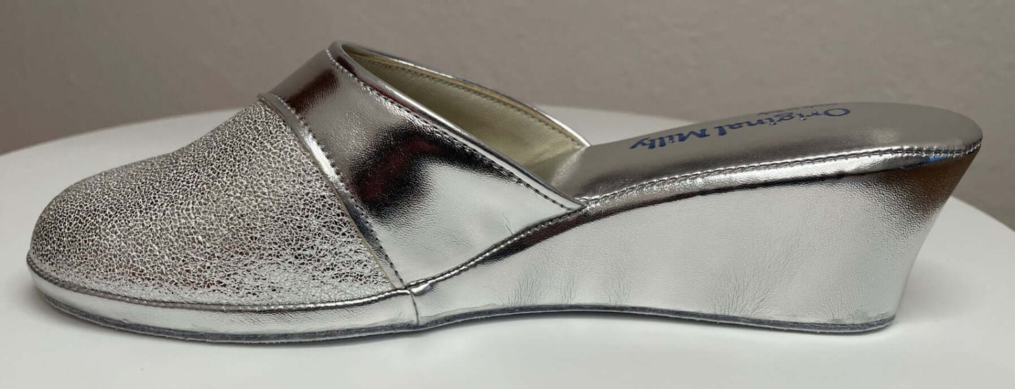 4000 Ecopelle Argento Suola Bufalo Ciabatte da camera Donna Original Milly Made in Italy