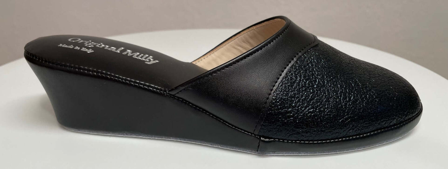 4000 Ecopelle Nero Suola Bufalo Ciabatte da camera Donna Original Milly Made in Italy
