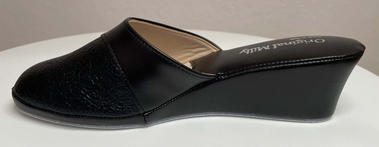 4000 Ecopelle Nero Suola Bufalo Ciabatte da camera Donna Original Milly Made in Italy