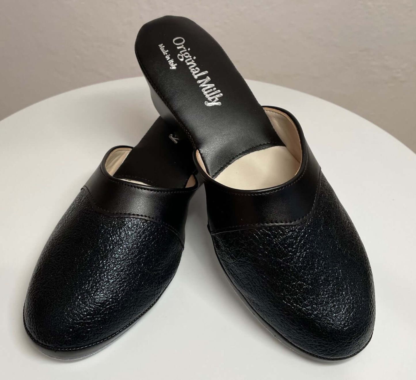 4000 Ecopelle Nero Suola Bufalo Ciabatte da camera Donna Original Milly Made in Italy