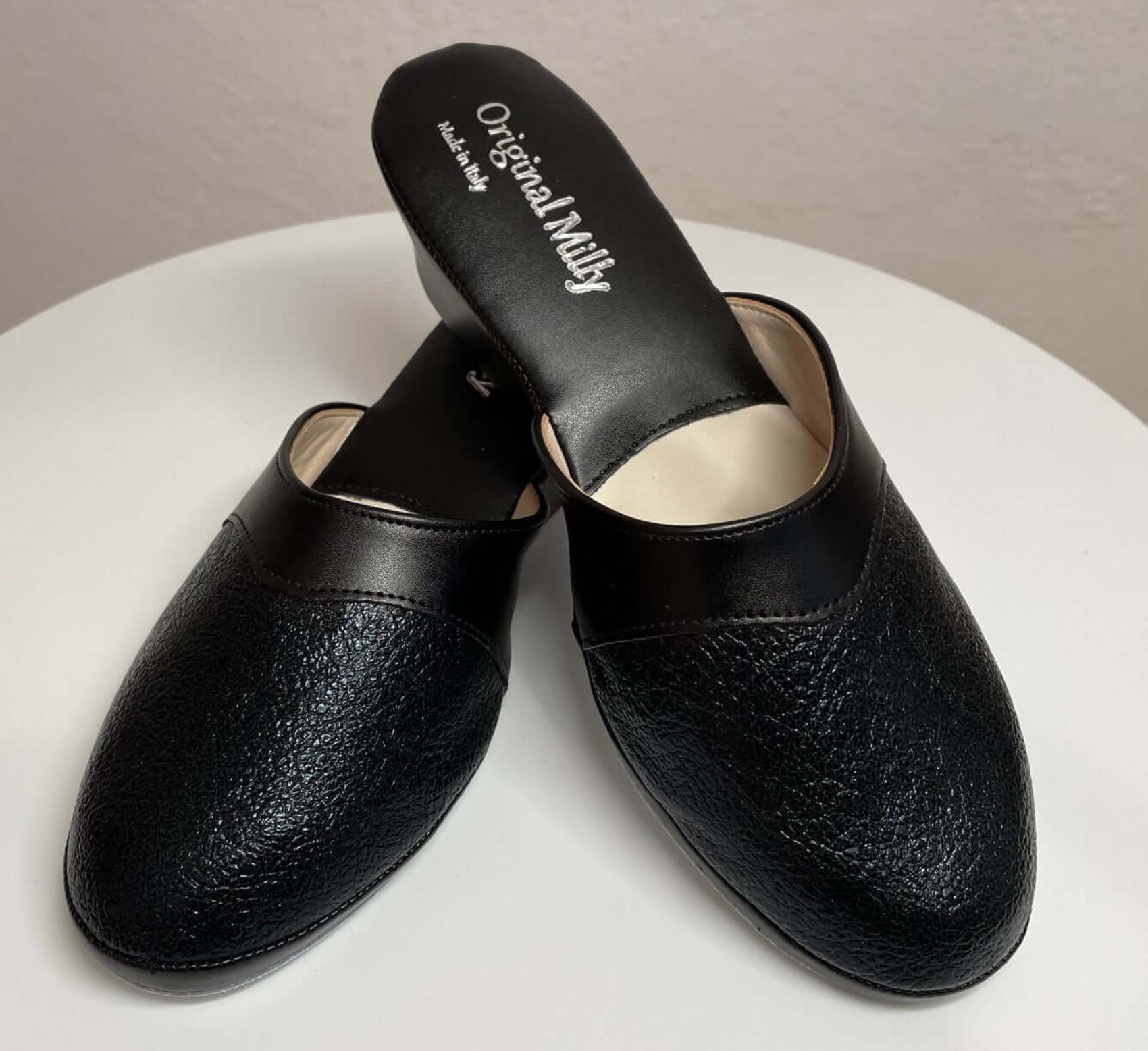 4000 Ecopelle Nero Suola Bufalo Ciabatte da camera Donna Original Milly Made in Italy