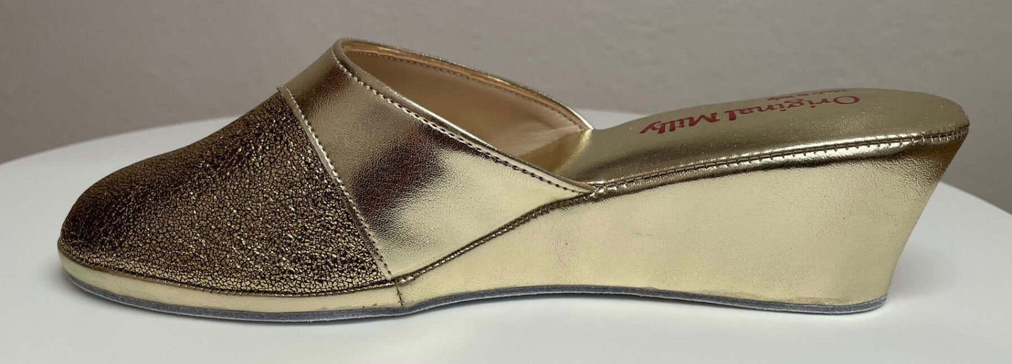 4000 Ecopelle Oro Suola Bufalo Ciabatte da camera Donna Original Milly Made in Italy