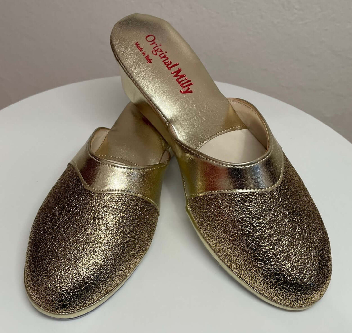 4000 Ecopelle Oro Suola Bufalo Ciabatte da camera Donna Original Milly Made in Italy