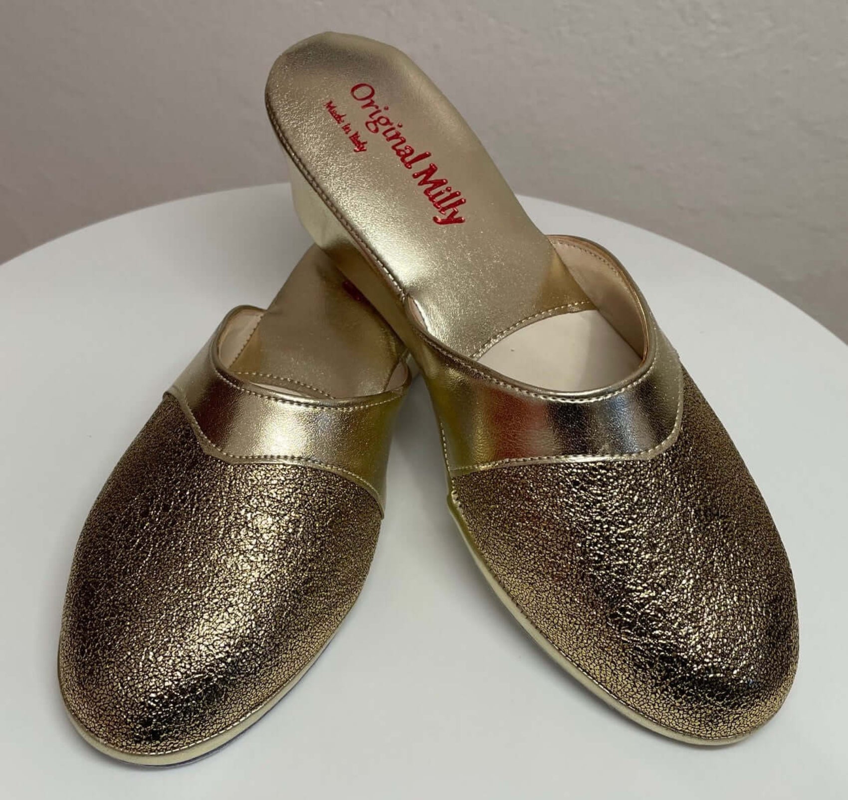 4000 Ecopelle Oro Suola Bufalo Ciabatte da camera Donna Original Milly Made in Italy