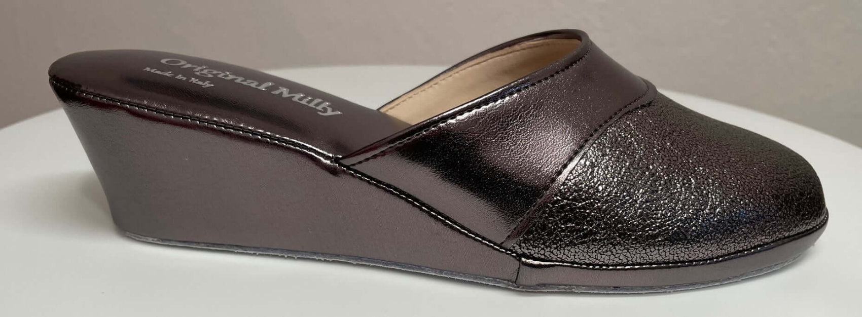 4000 Ecopelle Piombo Suola Bufalo Ciabatte da camera Donna Original Milly Made in Italy