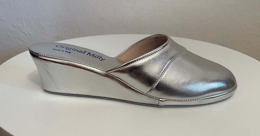 4001 Ecopelle Argento suola Bufalo Ciabatte da camera Donna Original Milly Made in Italy