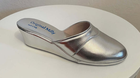 4001 Ecopelle Argento suola Bufalo Ciabatte da camera Donna Original Milly Made in Italy