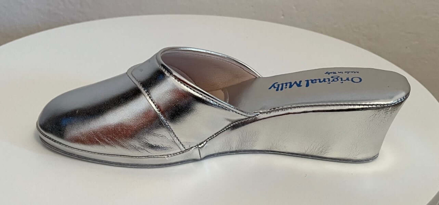 4001 Ecopelle Argento suola Bufalo Ciabatte da camera Donna Original Milly Made in Italy