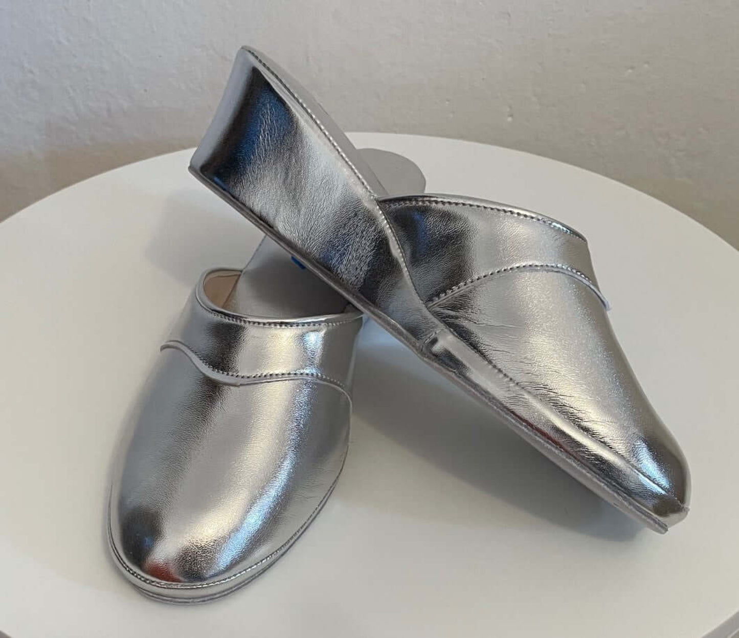 4001 Ecopelle Argento suola Bufalo Ciabatte da camera Donna Original Milly Made in Italy