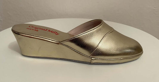 4001 Ecopelle Oro suola Bufalo Ciabatte da camera Donna Original Milly Made in Italy