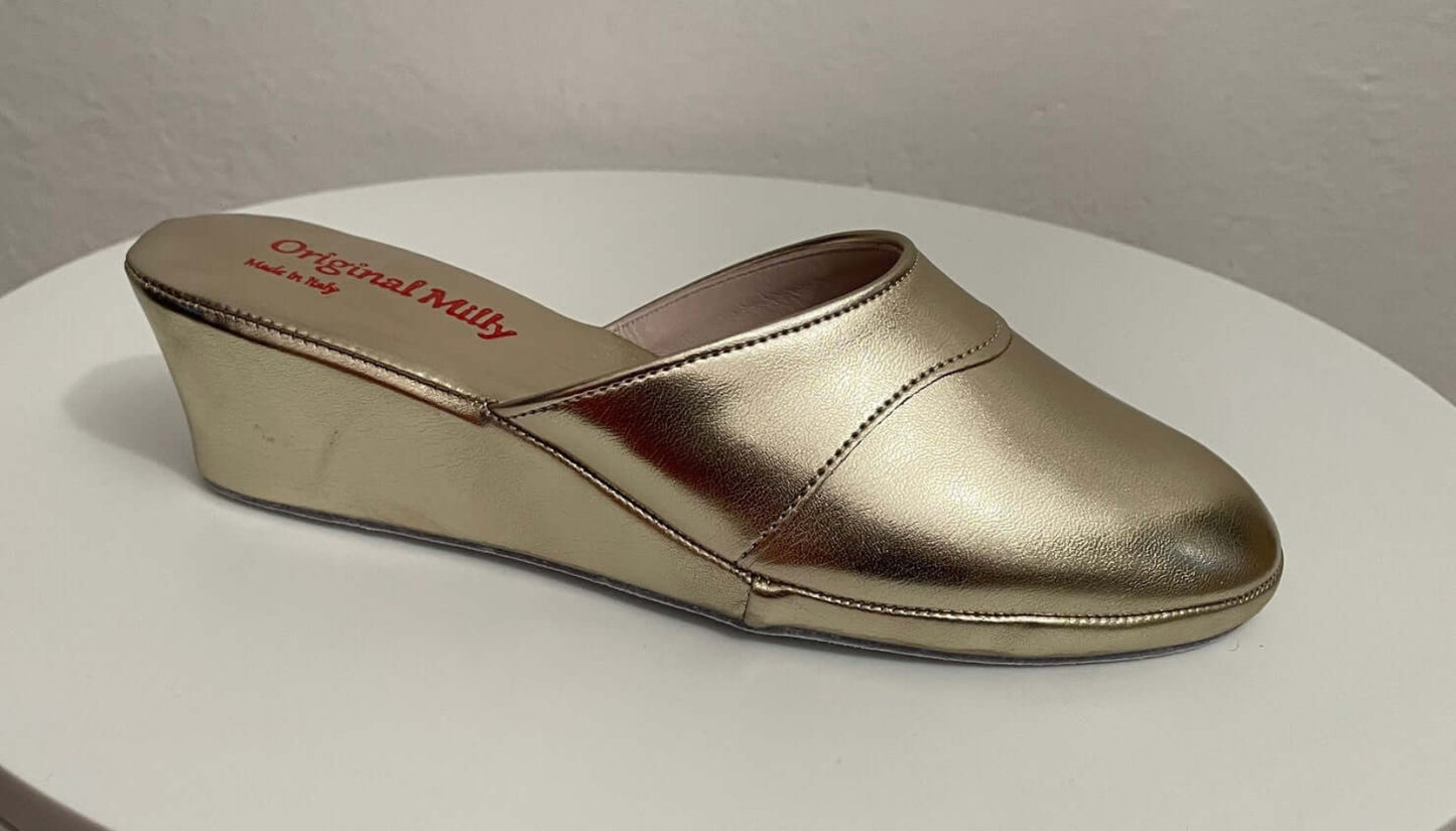 4001 Ecopelle Oro suola Bufalo Ciabatte da camera Donna Original Milly Made in Italy
