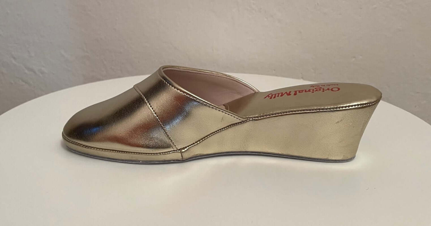 4001 Ecopelle Oro suola Bufalo Ciabatte da camera Donna Original Milly Made in Italy