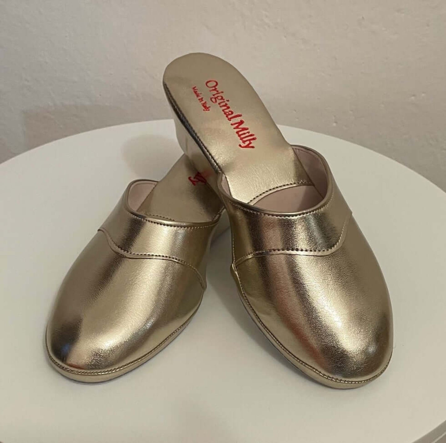 4001 Ecopelle Oro suola Bufalo Ciabatte da camera Donna Original Milly Made in Italy