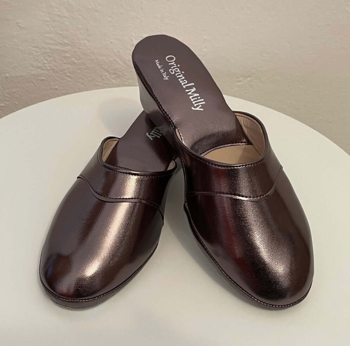 4001 Ecopelle Piombo suola Bufalo Ciabatte da camera Donna Original Milly Made in Italy