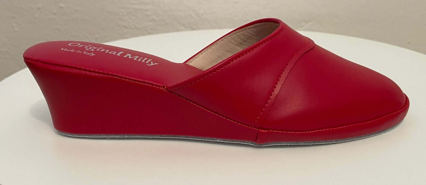 4001 Ecopelle Rosso suola Bufalo Ciabatte da camera Donna Original Milly Made in Italy