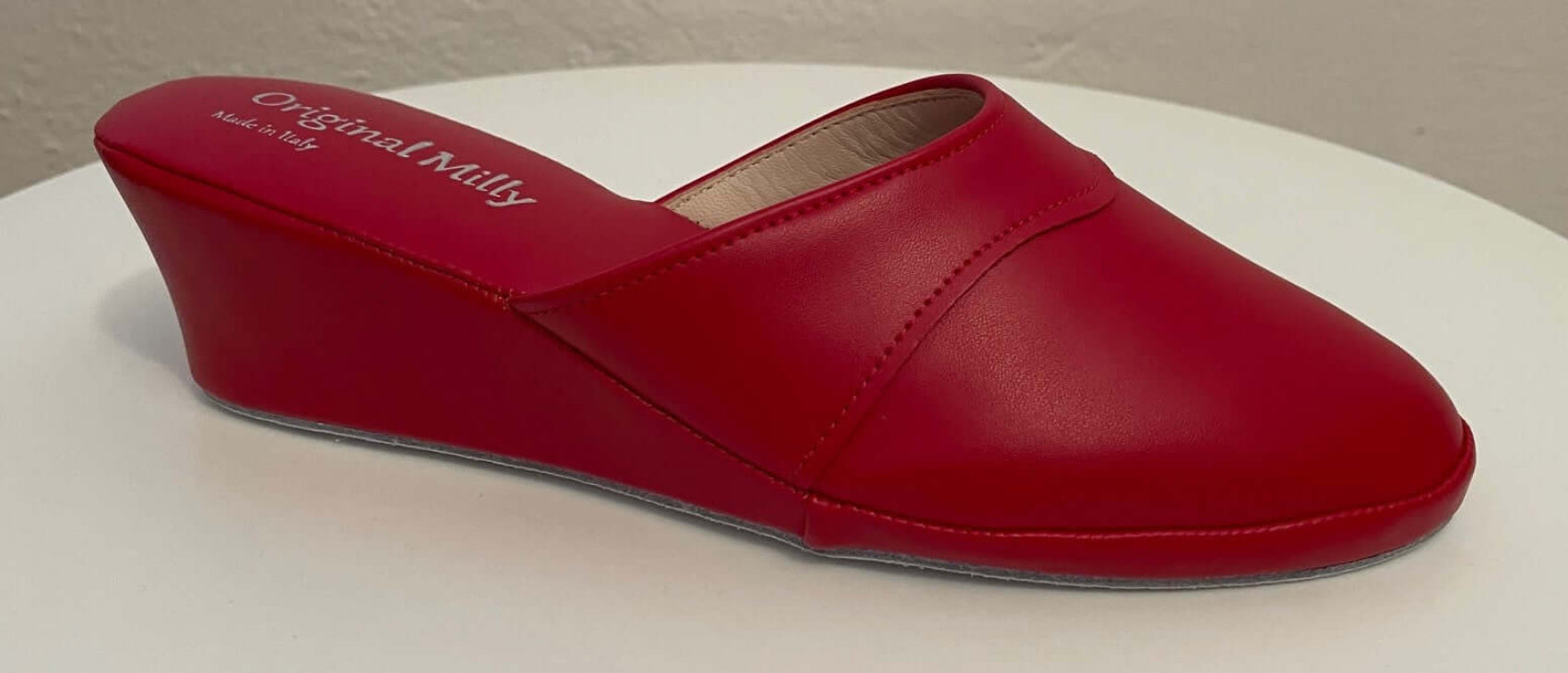 4001 Ecopelle Rosso suola Bufalo Ciabatte da camera Donna Original Milly Made in Italy