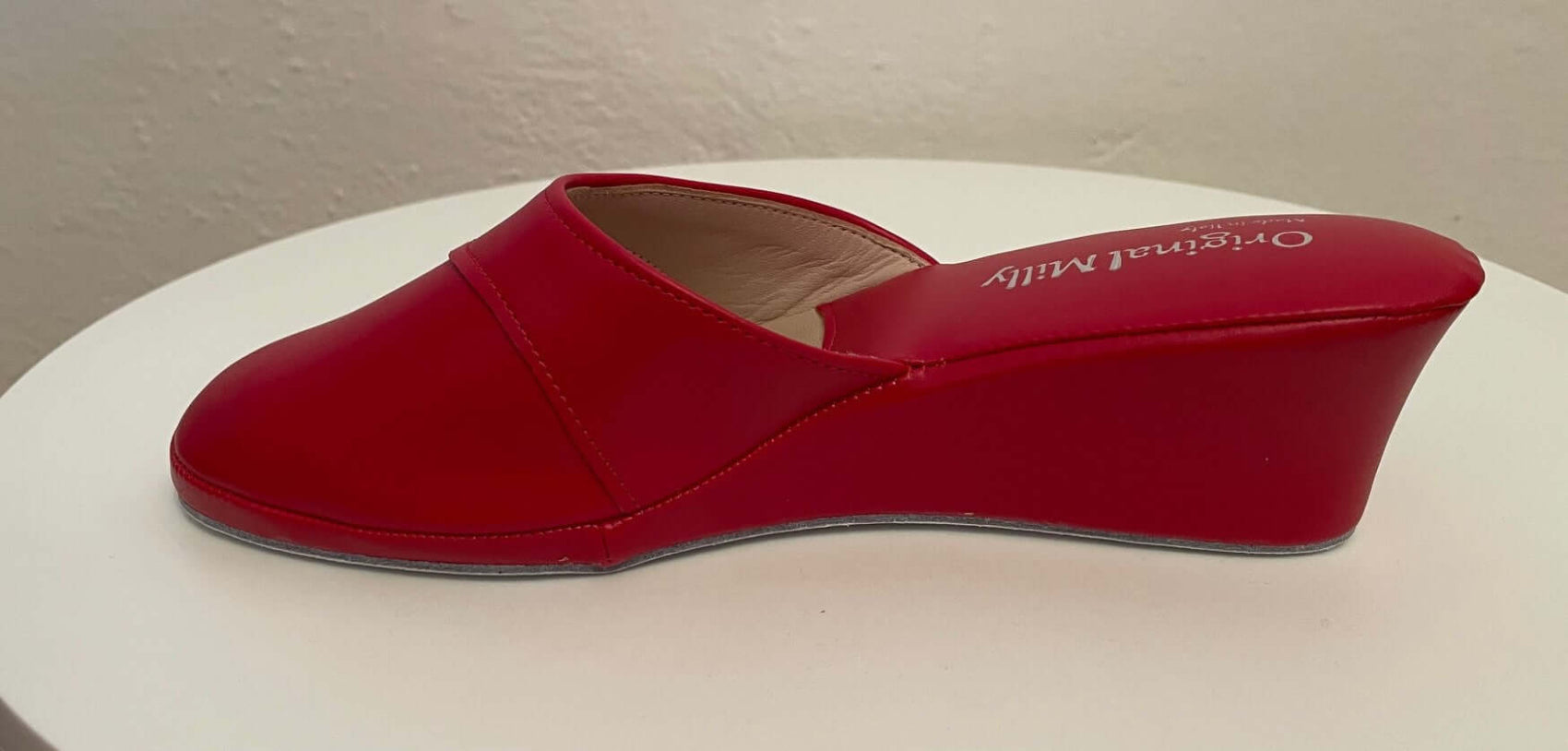 4001 Ecopelle Rosso suola Bufalo Ciabatte da camera Donna Original Milly Made in Italy